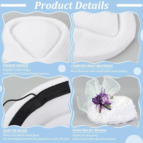 FINGERINSPIRE Stewardess Pillbox Hat Fascinator Base Cap Wool Air Hostesses Pillbox Hat Cocktail Fascinator Base for Ladies in Kuwait