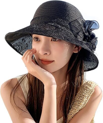 Derby Church Dress Hat for Women Bow Bucket Wedding Bowler Cap in Saudi Arabia