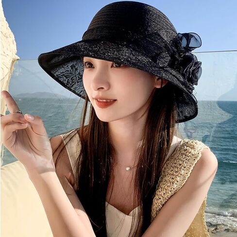 Derby Church Dress Hat for Women Bow Bucket Wedding Bowler Cap in Saudi Arabia