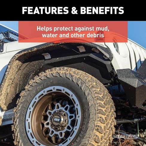 ARIES 1500550 Black Aluminum Front Jeep Wrangler JL Inner Fender Liner Wheel Well Guard Covers in Saudi Arabia