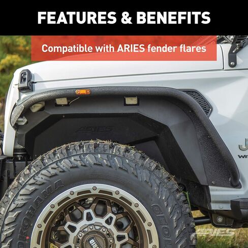 ARIES 1500550 Black Aluminum Front Jeep Wrangler JL Inner Fender Liner Wheel Well Guard Covers in Saudi Arabia