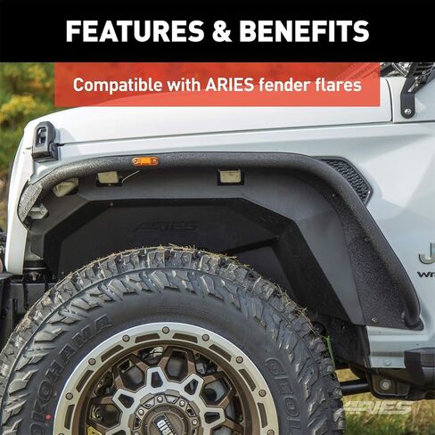 ARIES 1500550 Black Aluminum Front Jeep Wrangler JL Inner Fender Liner Wheel Well Guard Covers in Saudi Arabia