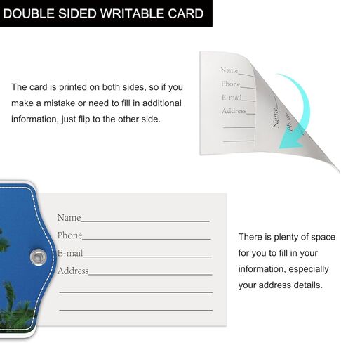 Audimi 2 قطعة من بطاقات الأمتعة، علامات حقيبة مع حلقة من الفولاذ المقاوم للصدأ لحماية الخصوصية وبطاقة عنوان للنساء والرجال والفتيات حقيبة سفر، الشاطئ in Kuwait