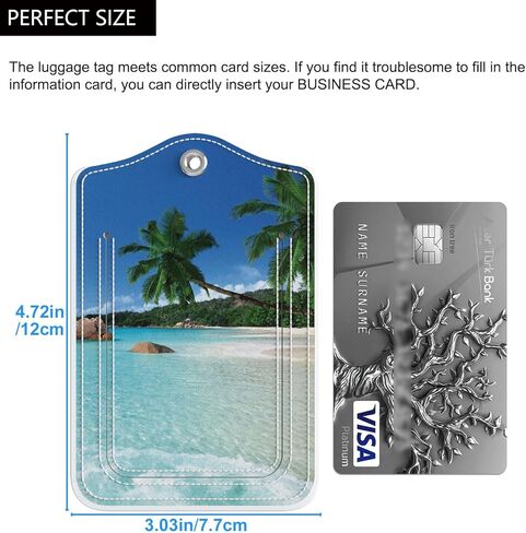 Audimi 2 قطعة من بطاقات الأمتعة، علامات حقيبة مع حلقة من الفولاذ المقاوم للصدأ لحماية الخصوصية وبطاقة عنوان للنساء والرجال والفتيات حقيبة سفر، الشاطئ in Kuwait
