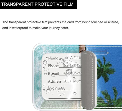 Audimi 2 قطعة من بطاقات الأمتعة، علامات حقيبة مع حلقة من الفولاذ المقاوم للصدأ لحماية الخصوصية وبطاقة عنوان للنساء والرجال والفتيات حقيبة سفر، الشاطئ in Kuwait