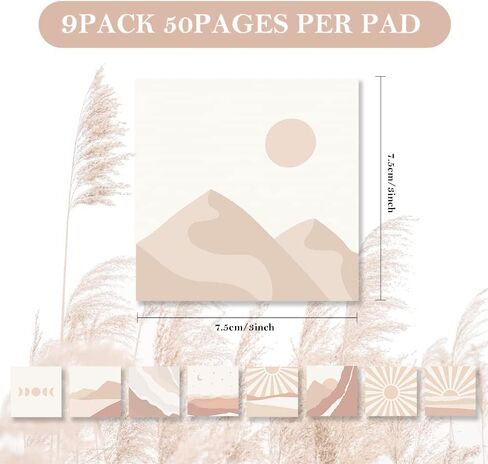 ECam [9 عبوات] ملاحظات لاصقة كلاسيكية، ملاحظات لاصقة بنية، ملاحظات لاصقة كرافت في 9 تصميمات أنماط، وسادات مذكرات ذاتية اللصق ذات مظهر عتيق، ملاحظات Post it باللون البني 3 × 3 بوصات، 50 ورقة/وسادة (ECam-504-2) in Kuwait