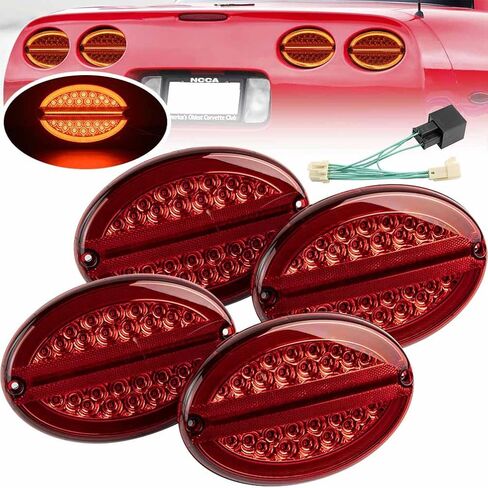 NJSBYL LED Side Marker Lamps Replacement for Corvette C5 1997 1998 1999 2000 2001 2002 2003 2004 Corvette Base Z06 Convertible Coupe Hatchback Red LED Lighting Rear Sidemarker Driving Signal Lights in Saudi Arabia