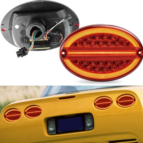 NJSBYL LED Side Marker Lamps Replacement for Corvette C5 1997 1998 1999 2000 2001 2002 2003 2004 Corvette Base Z06 Convertible Coupe Hatchback Red LED Lighting Rear Sidemarker Driving Signal Lights in Saudi Arabia