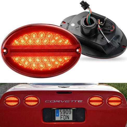 NJSBYL LED Side Marker Lamps Replacement for Corvette C5 1997 1998 1999 2000 2001 2002 2003 2004 Corvette Base Z06 Convertible Coupe Hatchback Red LED Lighting Rear Sidemarker Driving Signal Lights in Saudi Arabia