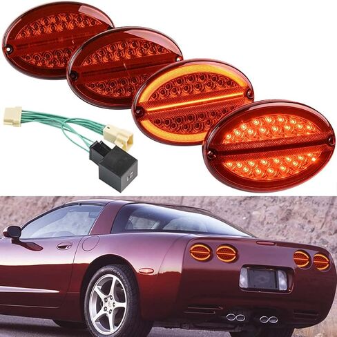NJSBYL LED Side Marker Lamps Replacement for Corvette C5 1997 1998 1999 2000 2001 2002 2003 2004 Corvette Base Z06 Convertible Coupe Hatchback Red LED Lighting Rear Sidemarker Driving Signal Lights in Saudi Arabia