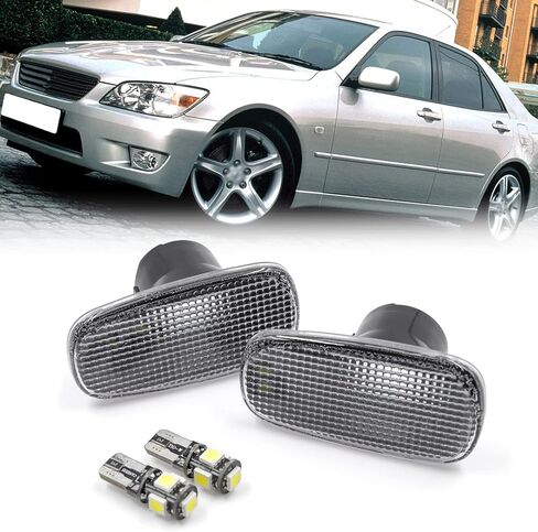 NSLUMO الأبيض بقيادة أضواء الجانب علامة لكزس IS300 IS200 Altezza SXE10 JCE10 2000-2005 واضح عدسة أضواء جانبية الإسكان ث / زينون الأبيض T10 5-SMD LED لمبات OEM Sidemarker مصابيح استبدال in Saudi Arabia