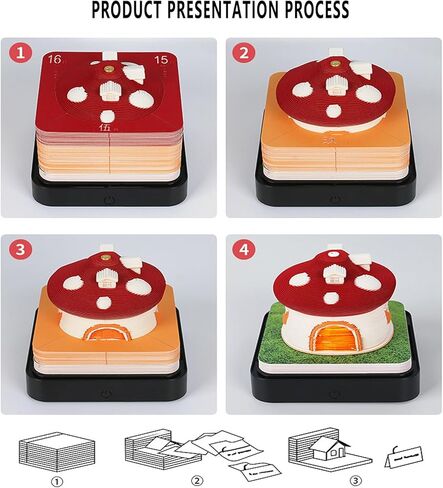 تقويم مكتب مع أضواء LED، تقويم قطعة الوقت، تقويم ثلاثي الأبعاد 2024، تقويم مكتب إبداعي دفتر ملاحظات DIY، هدية منحوتة للمدرسة والمنزل والمكتب - الفطر الأزرق in Kuwait