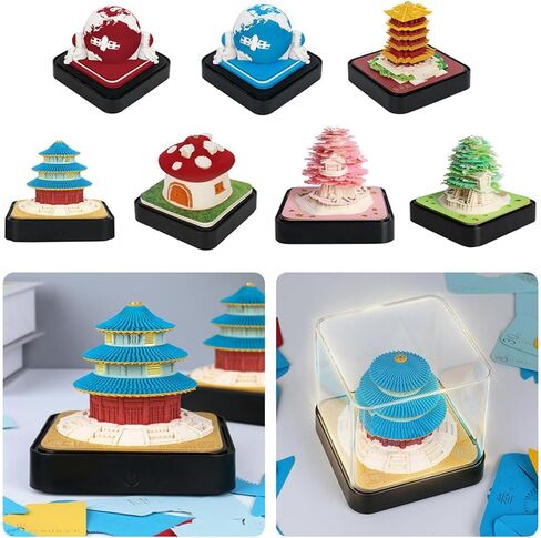 تقويم مكتب مع أضواء LED، تقويم قطعة الوقت، تقويم ثلاثي الأبعاد 2024، تقويم مكتب إبداعي دفتر ملاحظات DIY، هدية منحوتة للمدرسة والمنزل والمكتب - الفطر الأزرق in Kuwait