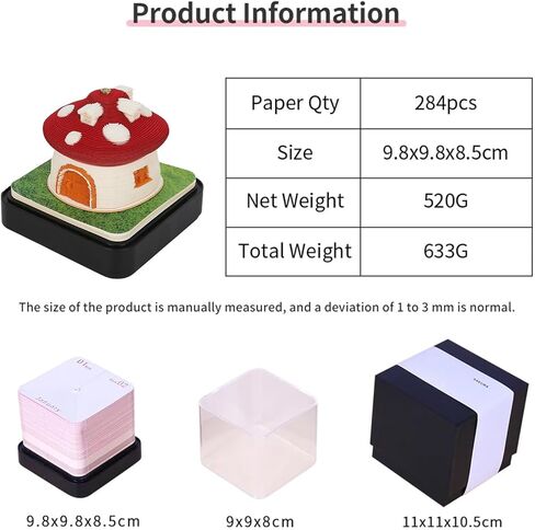 تقويم مكتب مع أضواء LED، تقويم قطعة الوقت، تقويم ثلاثي الأبعاد 2024، تقويم مكتب إبداعي دفتر ملاحظات DIY، هدية منحوتة للمدرسة والمنزل والمكتب - الفطر الأزرق in Kuwait
