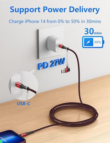 USB C to Lightning Cable 6FT 2Pack MFi Certified iPhone Fast Charger Nylon Type C iPhone Cord and USB-C to A Adapter with Keychain Compatible with iPhone 14 13 12 11 Pro Max XS XR X 8 7 6 Plus iPad… in Kuwait