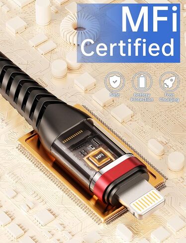 USB C to Lightning Cable 6FT 2Pack MFi Certified iPhone Fast Charger Nylon Type C iPhone Cord and USB-C to A Adapter with Keychain Compatible with iPhone 14 13 12 11 Pro Max XS XR X 8 7 6 Plus iPad… in Kuwait