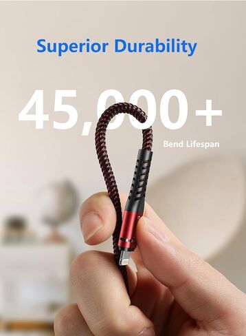 USB C to Lightning Cable 6FT 2Pack MFi Certified iPhone Fast Charger Nylon Type C iPhone Cord and USB-C to A Adapter with Keychain Compatible with iPhone 14 13 12 11 Pro Max XS XR X 8 7 6 Plus iPad… in Kuwait