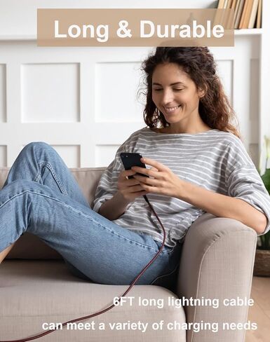 USB C to Lightning Cable 6FT 2Pack MFi Certified iPhone Fast Charger Nylon Type C iPhone Cord and USB-C to A Adapter with Keychain Compatible with iPhone 14 13 12 11 Pro Max XS XR X 8 7 6 Plus iPad… in Kuwait