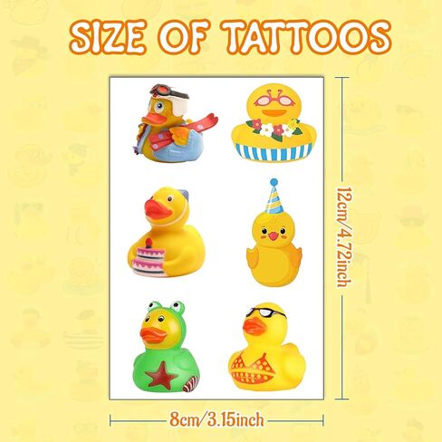 24 ورقة (144 قطعة) بطة مطاطية وشم مؤقت بطة مطاطية لحفلات أعياد الميلاد لوازم ديكورات ملصقات وشم بطة لطيفة للأطفال والبنات والأولاد هدايا للفصول الدراسية وجوائز مدرسية وحقائب هدايا جيدة in Kuwait