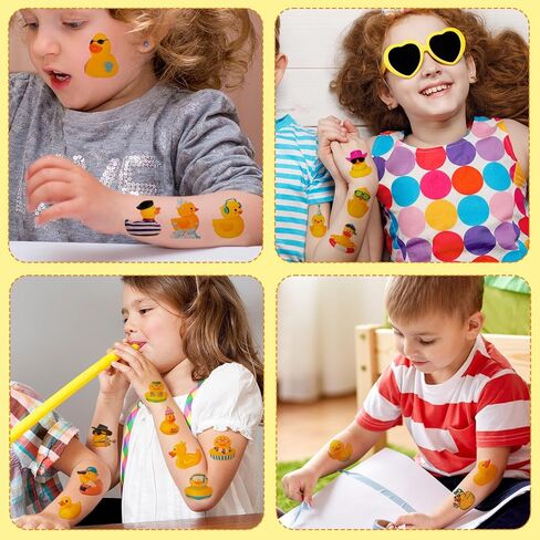 24 ورقة (144 قطعة) بطة مطاطية وشم مؤقت بطة مطاطية لحفلات أعياد الميلاد لوازم ديكورات ملصقات وشم بطة لطيفة للأطفال والبنات والأولاد هدايا للفصول الدراسية وجوائز مدرسية وحقائب هدايا جيدة in Kuwait