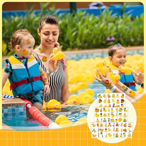 24 ورقة (144 قطعة) بطة مطاطية وشم مؤقت بطة مطاطية لحفلات أعياد الميلاد لوازم ديكورات ملصقات وشم بطة لطيفة للأطفال والبنات والأولاد هدايا للفصول الدراسية وجوائز مدرسية وحقائب هدايا جيدة in Kuwait