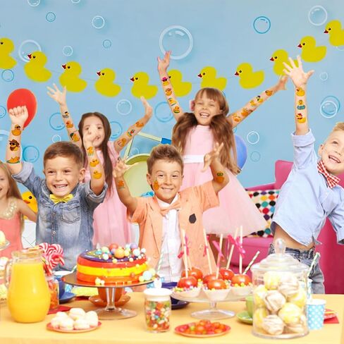 24 ورقة (144 قطعة) بطة مطاطية وشم مؤقت بطة مطاطية لحفلات أعياد الميلاد لوازم ديكورات ملصقات وشم بطة لطيفة للأطفال والبنات والأولاد هدايا للفصول الدراسية وجوائز مدرسية وحقائب هدايا جيدة in Kuwait