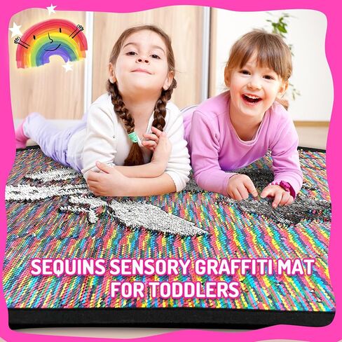 Reversible Sequins Sensory Wall Sensory Toys Tactile Stimulation for Kids, Rainbow Sequins 40’’ x 27.5’’ (Blue) in Saudi Arabia