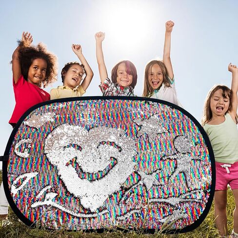 Reversible Sequins Sensory Wall Sensory Toys Tactile Stimulation for Kids, Rainbow Sequins 40’’ x 27.5’’ (Blue) in Saudi Arabia