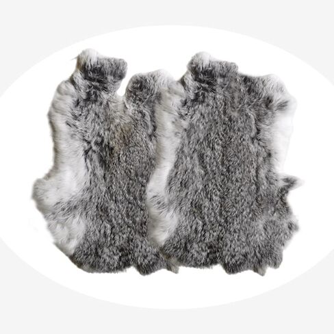 Natural Grey Rabbit Fur Pelt (10" by 14" with Sewing Quality Leather) - Soft Professionally Tanned 1PCS in Saudi Arabia