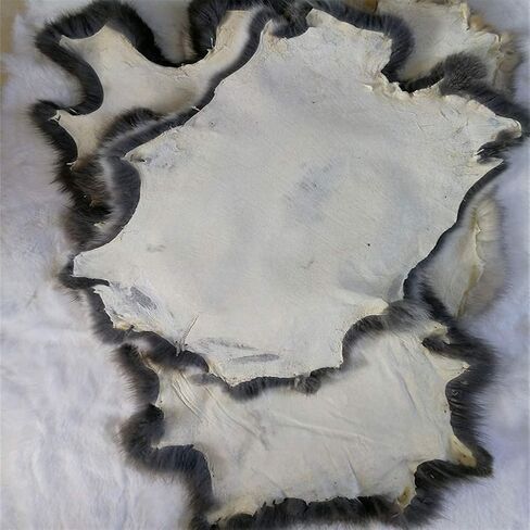 Natural Grey Rabbit Fur Pelt (10" by 14" with Sewing Quality Leather) - Soft Professionally Tanned 1PCS in Saudi Arabia