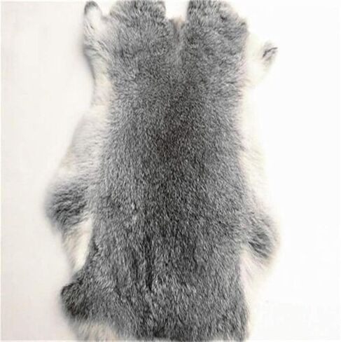 Natural Grey Rabbit Fur Pelt (10" by 14" with Sewing Quality Leather) - Soft Professionally Tanned 1PCS in Saudi Arabia