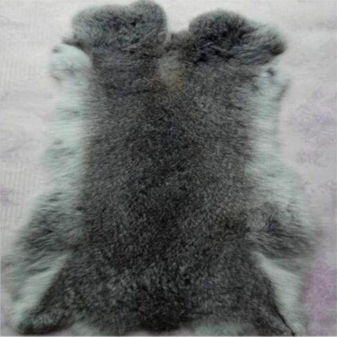 Natural Grey Rabbit Fur Pelt (10" by 14" with Sewing Quality Leather) - Soft Professionally Tanned 1PCS in Saudi Arabia