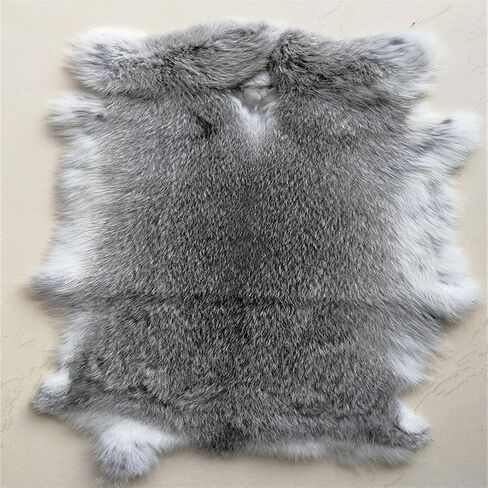 Natural Grey Rabbit Fur Pelt (10" by 14" with Sewing Quality Leather) - Soft Professionally Tanned 1PCS in Saudi Arabia