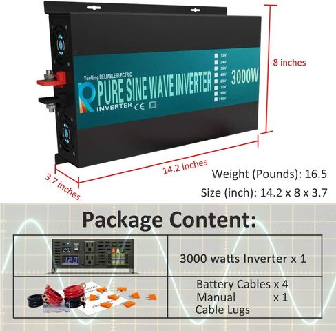 WZRELB 500W 24V 120V Pure Sine Wave Solar Power Inverter With Remote Control Switch in Saudi Arabia
