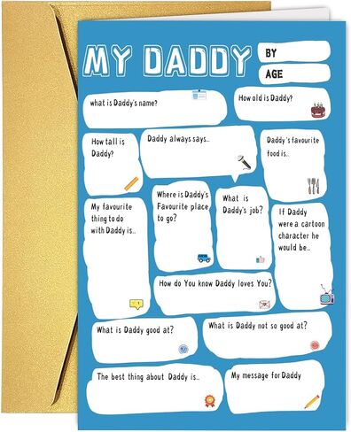 UUEFKTN Cute Daddy Birthday Card, Funny Birthday Gift Dad Husband, Dad Birthday Gift from son daughter, Dad Birthday Gift Ideas, Funny Fathers Day Card, Best Daddy Toddler Children DIY Card in Saudi Arabia