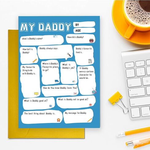 UUEFKTN Cute Daddy Birthday Card, Funny Birthday Gift Dad Husband, Dad Birthday Gift from son daughter, Dad Birthday Gift Ideas, Funny Fathers Day Card, Best Daddy Toddler Children DIY Card in Saudi Arabia