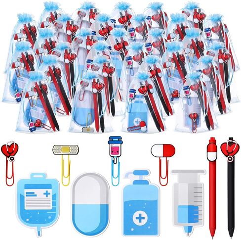 24 Sets Nurse Gift Appreciation Gift Set, Includes 24 Nurse Pens 24 Sticky Notes 24 Bookmarks and 24 Bags for Nurses Week Gifts Hospital School Nurse Supplies in Saudi Arabia