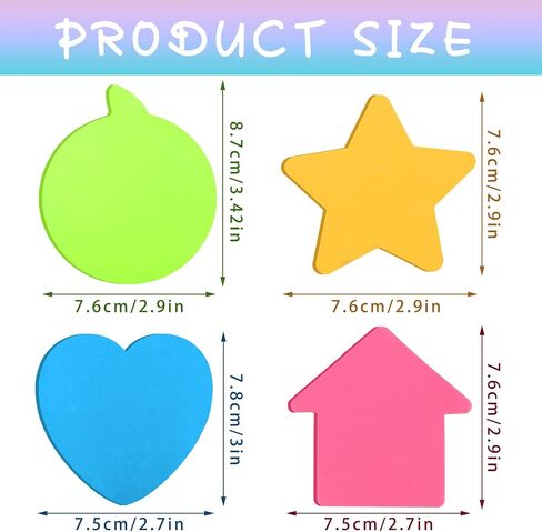 960 Pieces Cute Sticky Notes Set Heart Star Bubble Arrow Shaped Sticky Notes 3 x 3 Inch 8 Color Bright Colorful Self Sticky Note Pad School Office Supplies Easy to Post Clean and Removal in Saudi Arabia