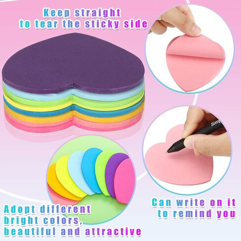 960 Pieces Cute Sticky Notes Set Heart Star Bubble Arrow Shaped Sticky Notes 3 x 3 Inch 8 Color Bright Colorful Self Sticky Note Pad School Office Supplies Easy to Post Clean and Removal in Saudi Arabia