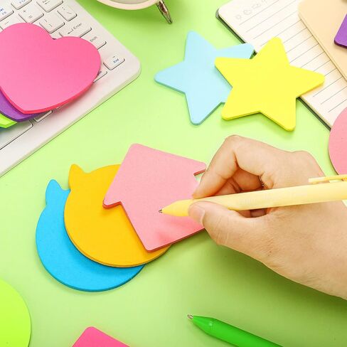 960 Pieces Cute Sticky Notes Set Heart Star Bubble Arrow Shaped Sticky Notes 3 x 3 Inch 8 Color Bright Colorful Self Sticky Note Pad School Office Supplies Easy to Post Clean and Removal in Saudi Arabia