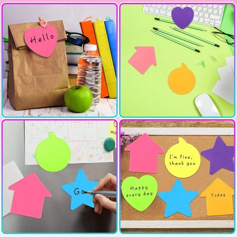 960 Pieces Cute Sticky Notes Set Heart Star Bubble Arrow Shaped Sticky Notes 3 x 3 Inch 8 Color Bright Colorful Self Sticky Note Pad School Office Supplies Easy to Post Clean and Removal in Saudi Arabia