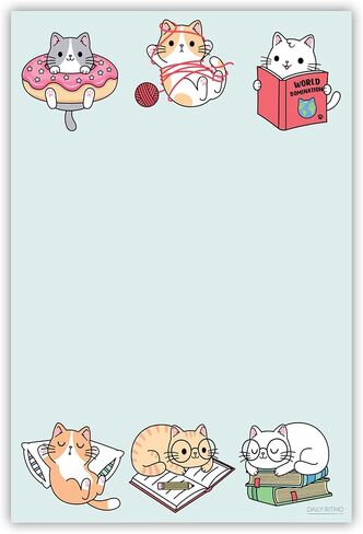 Cute Kawaii Cat Sticky to Do List | Cat Humor Notebook Notepad Note Card for Cat Lover Gift| 50 Pages 4x6" in Kuwait