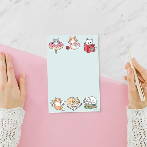 Cute Kawaii Cat Sticky to Do List | Cat Humor Notebook Notepad Note Card for Cat Lover Gift| 50 Pages 4x6" in Kuwait