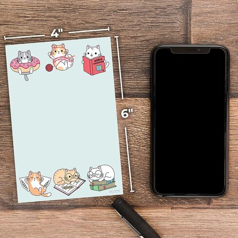 Cute Kawaii Cat Sticky to Do List | Cat Humor Notebook Notepad Note Card for Cat Lover Gift| 50 Pages 4x6" in Kuwait