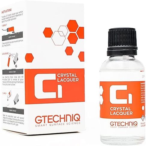 Gtechniq - C1 Crystal Lacquer - طلاء متين بمتانة تتراوح من 3 إلى 5 سنوات؛ مقاومة ممتازة للعلامات الدوامة مع لمسة نهائية شفافة تمامًا؛ احتفاظ وحماية رائعة لللمعان (50 ملليلتر) in Kuwait