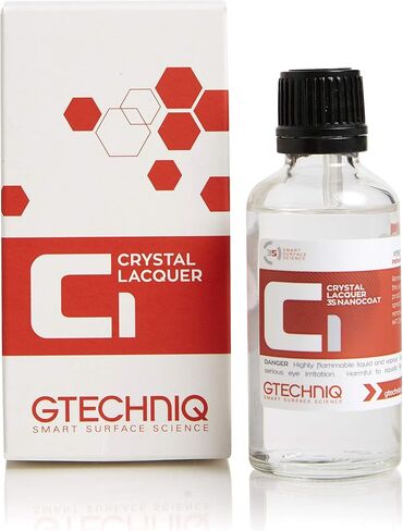 Gtechniq - C1 Crystal Lacquer - طلاء متين بمتانة تتراوح من 3 إلى 5 سنوات؛ مقاومة ممتازة للعلامات الدوامة مع لمسة نهائية شفافة تمامًا؛ احتفاظ وحماية رائعة لللمعان (50 ملليلتر) in Kuwait