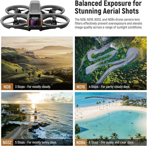 مجموعة مرشحات NEEWER Snap On ND&UV&CPL متوافقة مع DJI Avata 2، 6 عبوات من مرشحات الأشعة فوق البنفسجية وفلتر CPL ومرشحات الكثافة المحايدة، ND8 ND16 ND32 ND64، إطار نحيف للغاية وزجاج HD مطلي مزدوج الجوانب in Kuwait