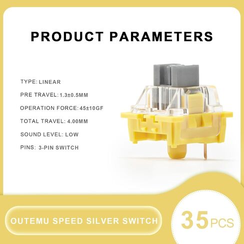 YUNZII Outemu Switches for Mechanical Keyboard DIY (35 Pieces, Black Switch) in Saudi Arabia