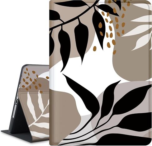 غطاء لجهاز iPad الجيل التاسع/الثامن/السابع، حافظة لجهاز iPad الجيل 9/8/7th مقاس 10.2 بوصة 2021/2020/2019 - حافظة قابلة للطي ممتازة - تنبيه/غفو تلقائي وعرض متعدد، زهور سوداء in Saudi Arabia