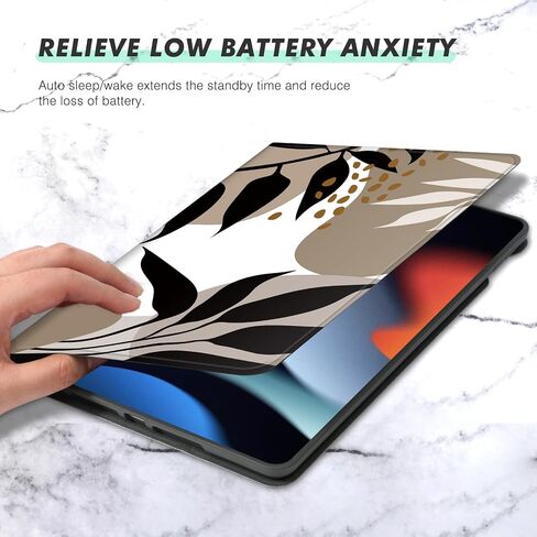 غطاء لجهاز iPad الجيل التاسع/الثامن/السابع، حافظة لجهاز iPad الجيل 9/8/7th مقاس 10.2 بوصة 2021/2020/2019 - حافظة قابلة للطي ممتازة - تنبيه/غفو تلقائي وعرض متعدد، زهور سوداء in Saudi Arabia